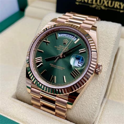 green dial rolex daydate|rolex day date 40mm.